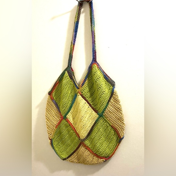 Handcrafted Multicolor Crochet Patchwork Market Bag - Picture 3 of 4